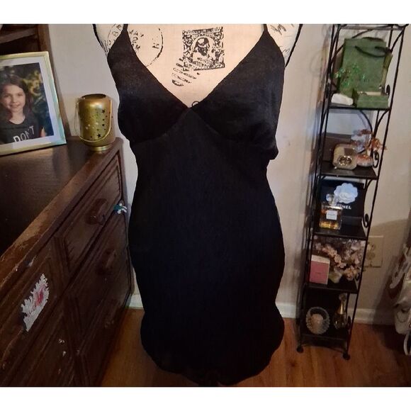 Nasty Gal Elegant Black Mini Slip Dress Size 4 - Picture 5 of 11